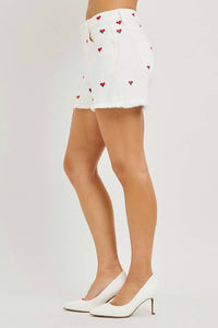 Risen - Floral Embroidered High-rise Shorts