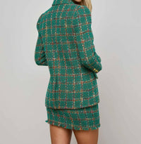 L'Agence Gweny Blazer in green windowpane tweed - women's jacket - alternate view