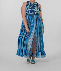 Just Bellina - CHECKERED STRIPE WAVES DRESS