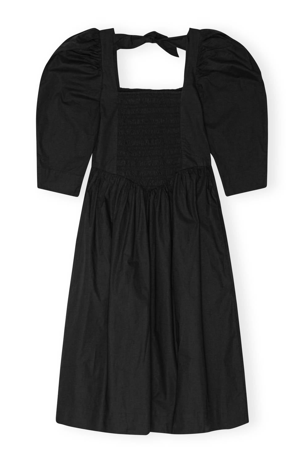 Ganni - Cotton Poplin Open Neck Smock Dress
