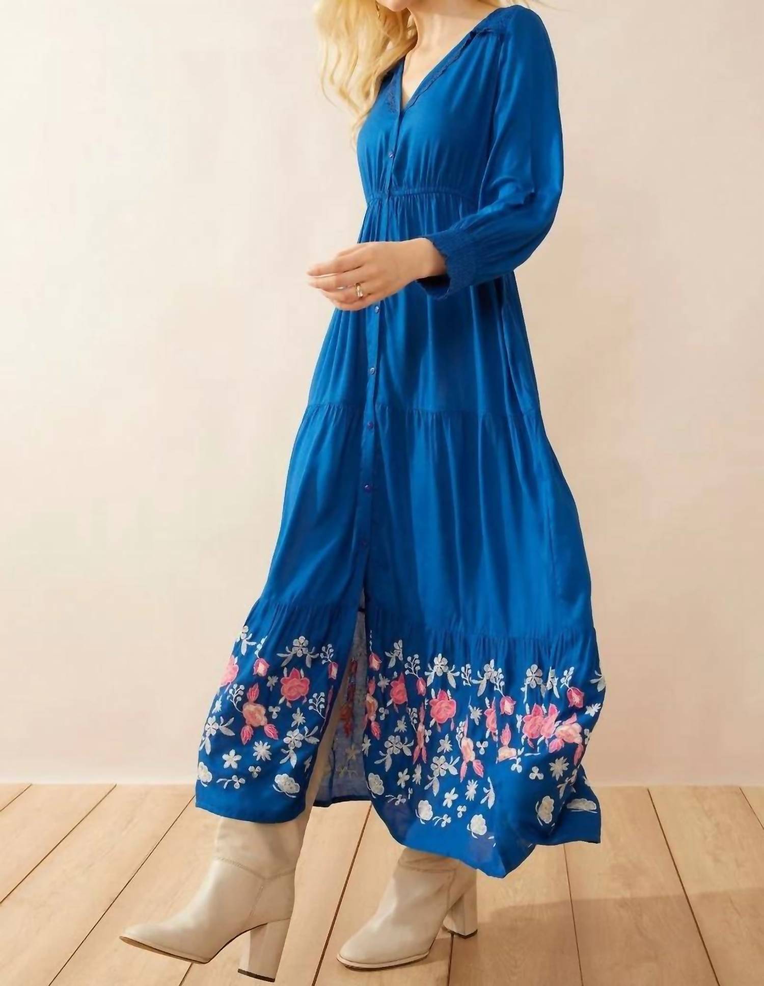 Bohera - Drop Waist Embroidered Dress