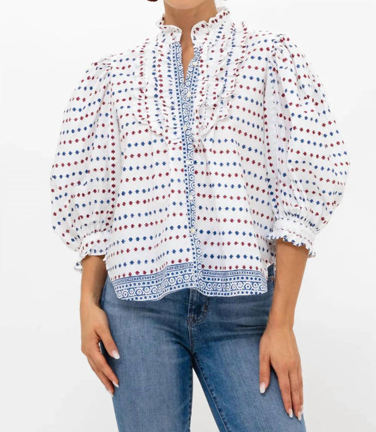 Oliphant - Ruffle Front Button Blouse