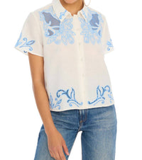 ALLISON NEW YORK Rowen Top in blue white - women's shirt