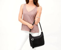 Brighton Barbados Ziptop Hobo Handbag in black - women's bag - detail view