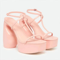cult gaia Women's Platform Heel T-straps Sandals in chiara pink - women's sandal - alternate view
