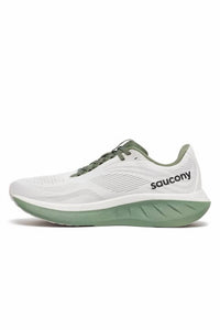 SAUCONY Men's Ride 18 Running Shoes in white olivine 1 - men's shoe - detail view