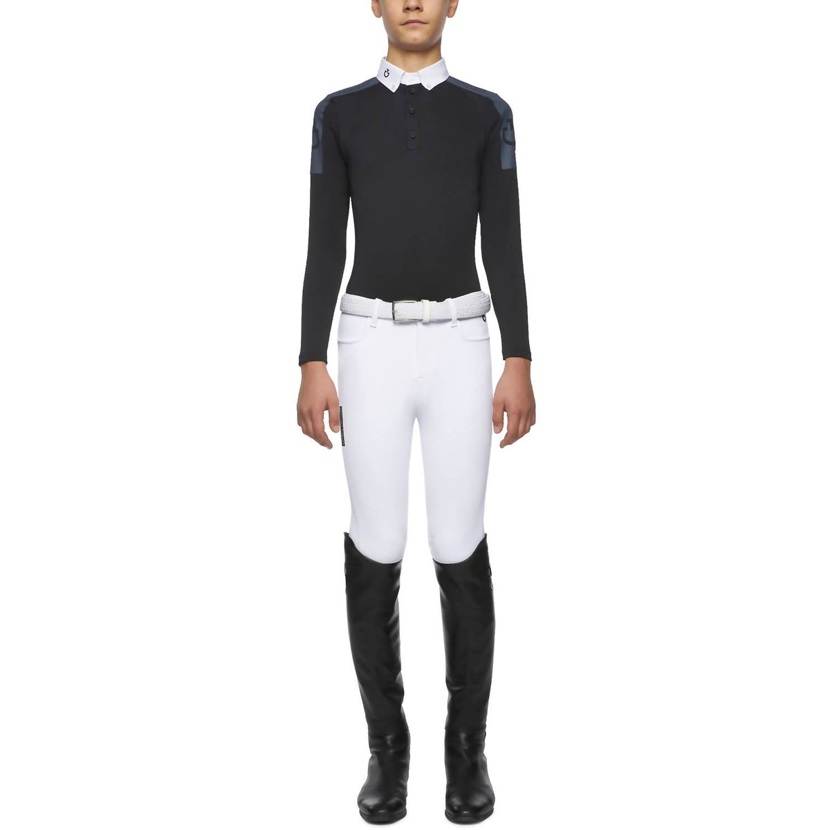 Cavalleria Toscana - Boy's Tech Piqué Printed Long Sleeve Competition Polo