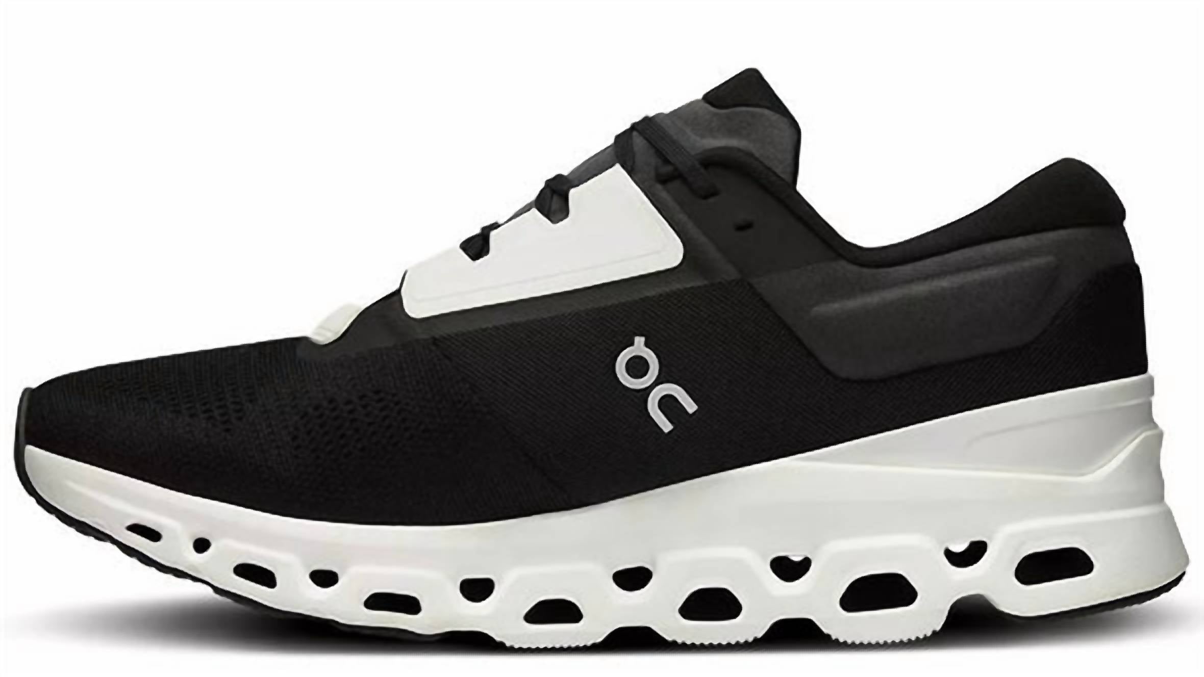 On Women's Cloudstratus 3 Shoe in black - women's sneaker - detail view