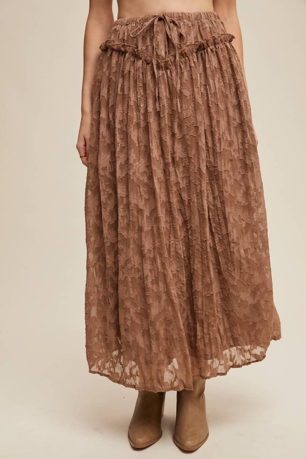 Listicle - Floral Textured Maxi Skirt