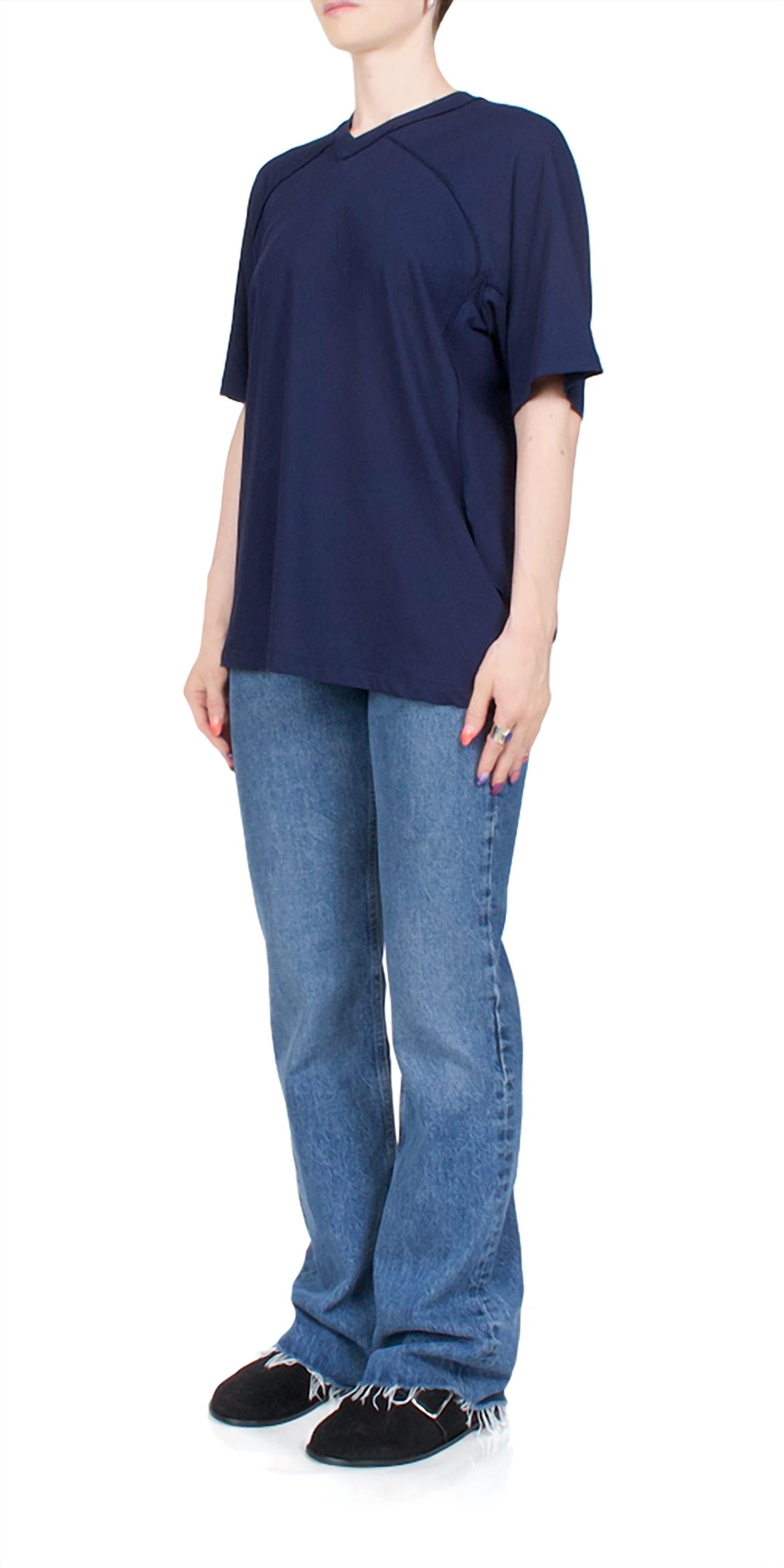 6397 Inside Out V-neck Top in ink - women's shirt - alternate view