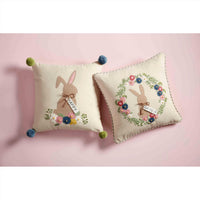 Mudpie - Happy Bunny Embroidered Pillow