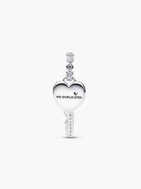 Pandora Opalescent Heart Key Dangle Charm in silver - women's jewelry - view 4