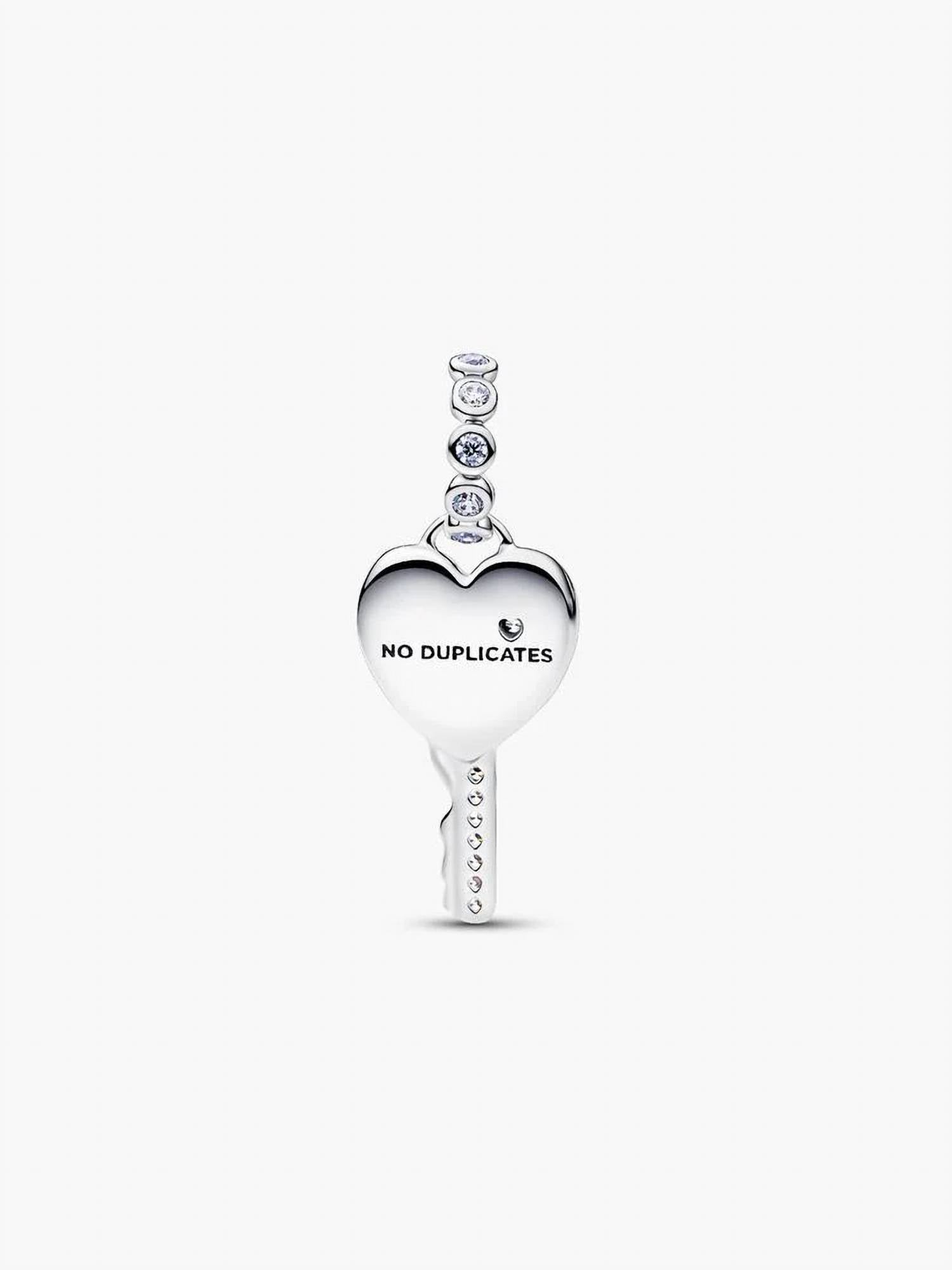 Pandora Opalescent Heart Key Dangle Charm in silver - women's jewelry - view 4