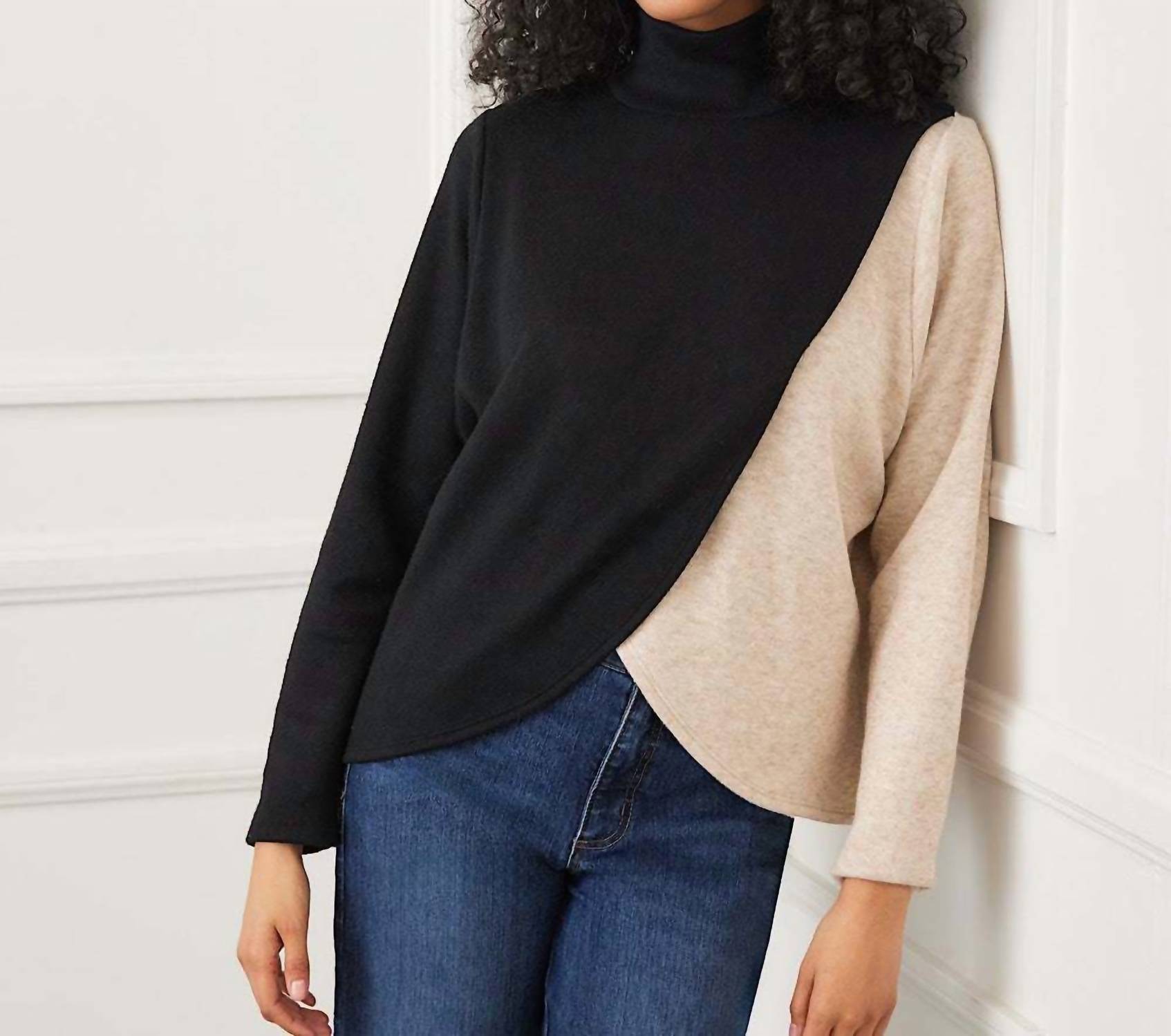 Karen Kane - Long Sleeve Crossover Colorblock Top