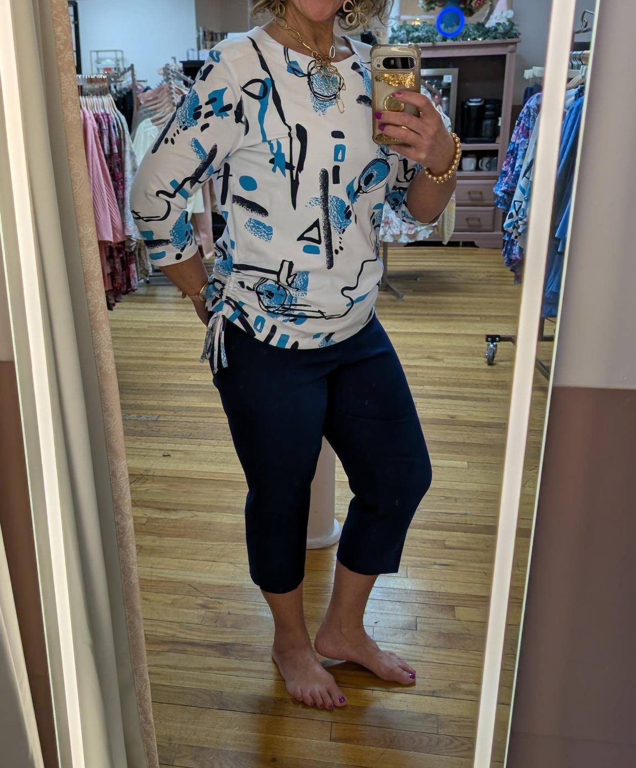 Links - Glacier 3/4 Sleeve Cinched Top - Plus
