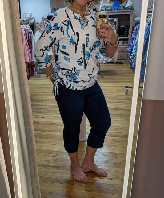 Links - Glacier 3/4 Sleeve Cinched Top - Plus