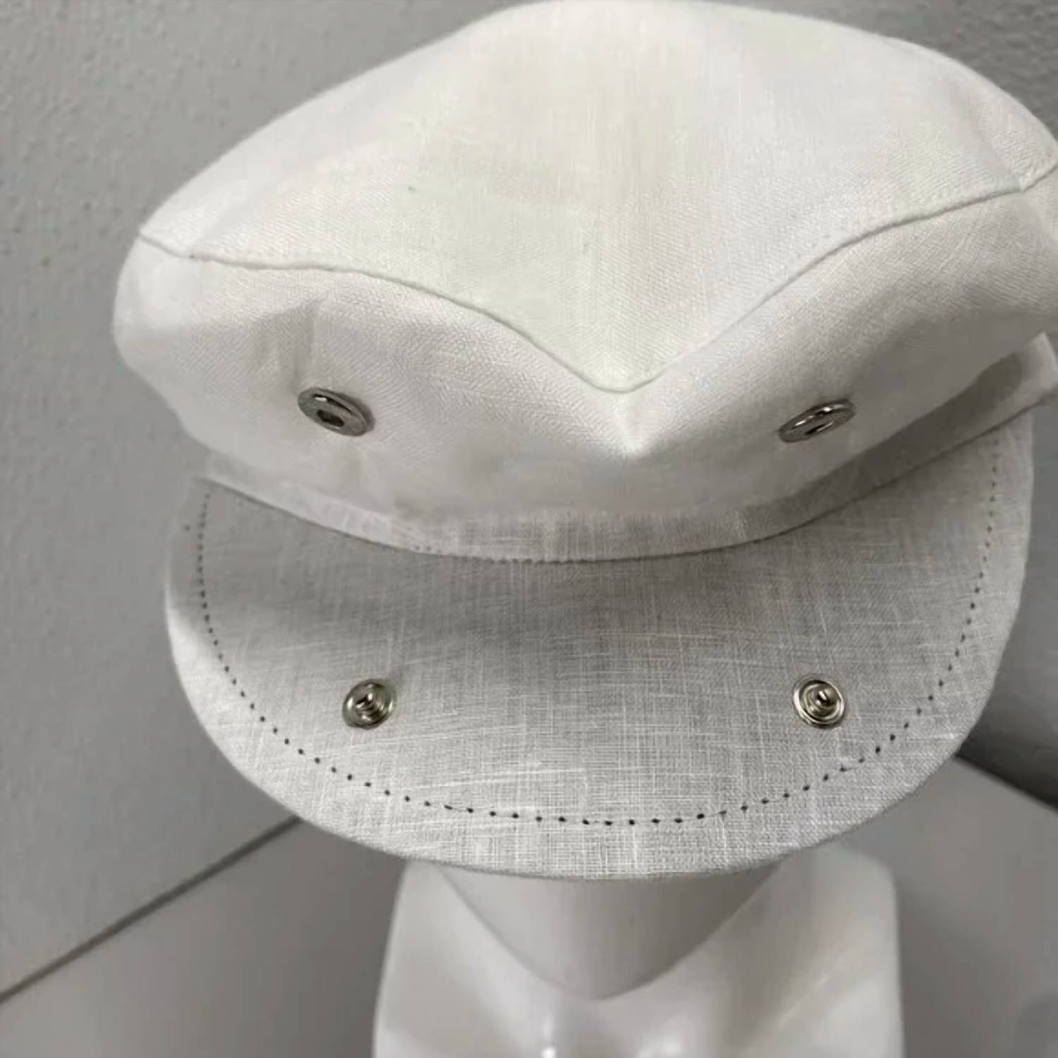 Capas Headwear Men’s Linen Newsboy Hat in white - men's hat - view 4