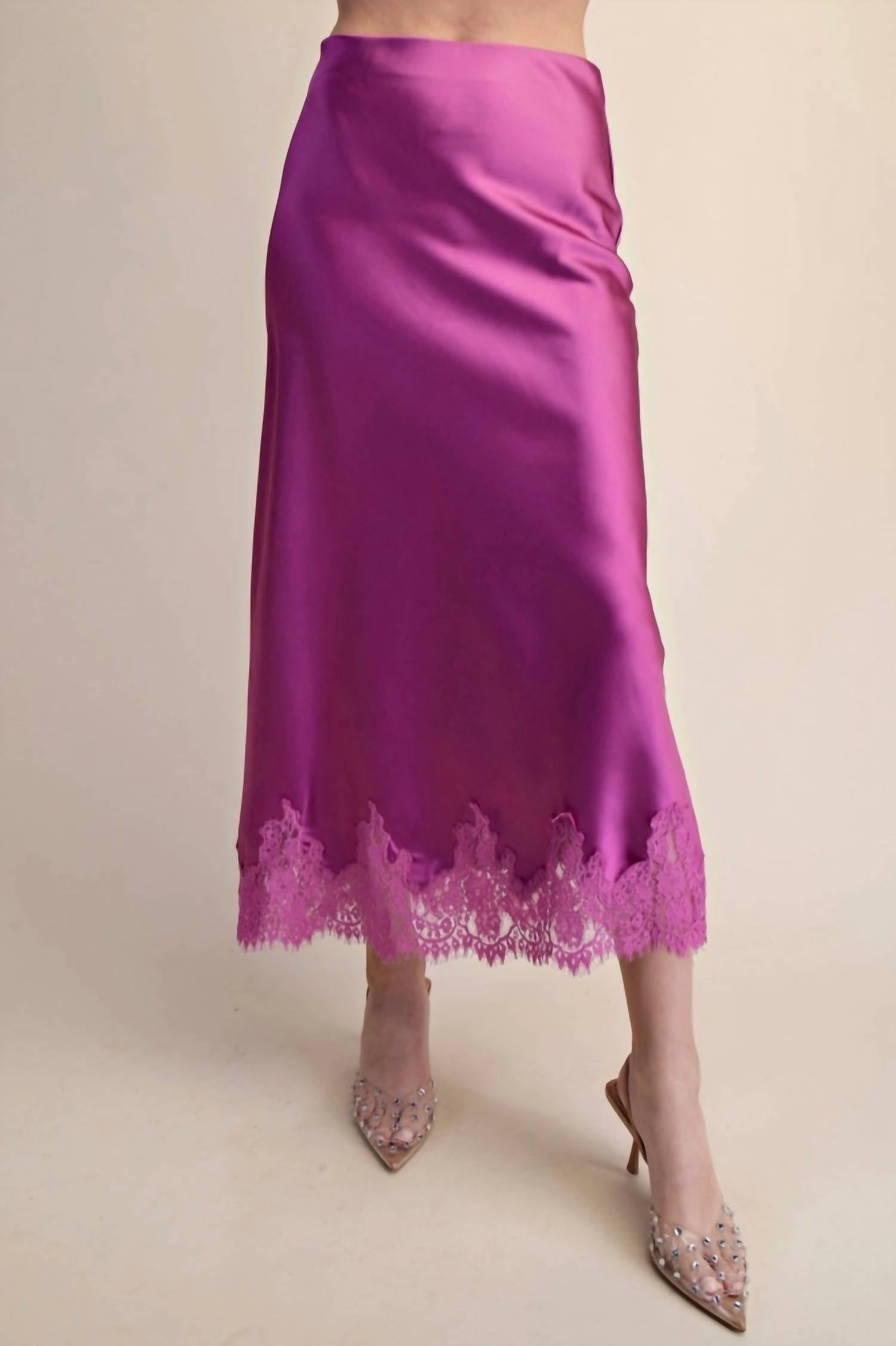 Glam - High Waist Midi Lace Skirt