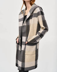 Joseph Ribkoff - Brushed Jacquard Sweater Cover Up Hoodie