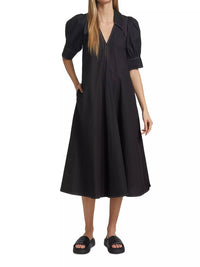 Ganni - Cotton Poplin V-neck Midi Dress
