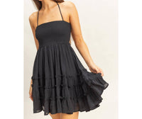 Hyfve - Dakota Smocked Halter Neck Tiered Mini Dress