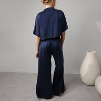 Lunya Women's Cami Pant Set in deep blue - women's pants - detail view