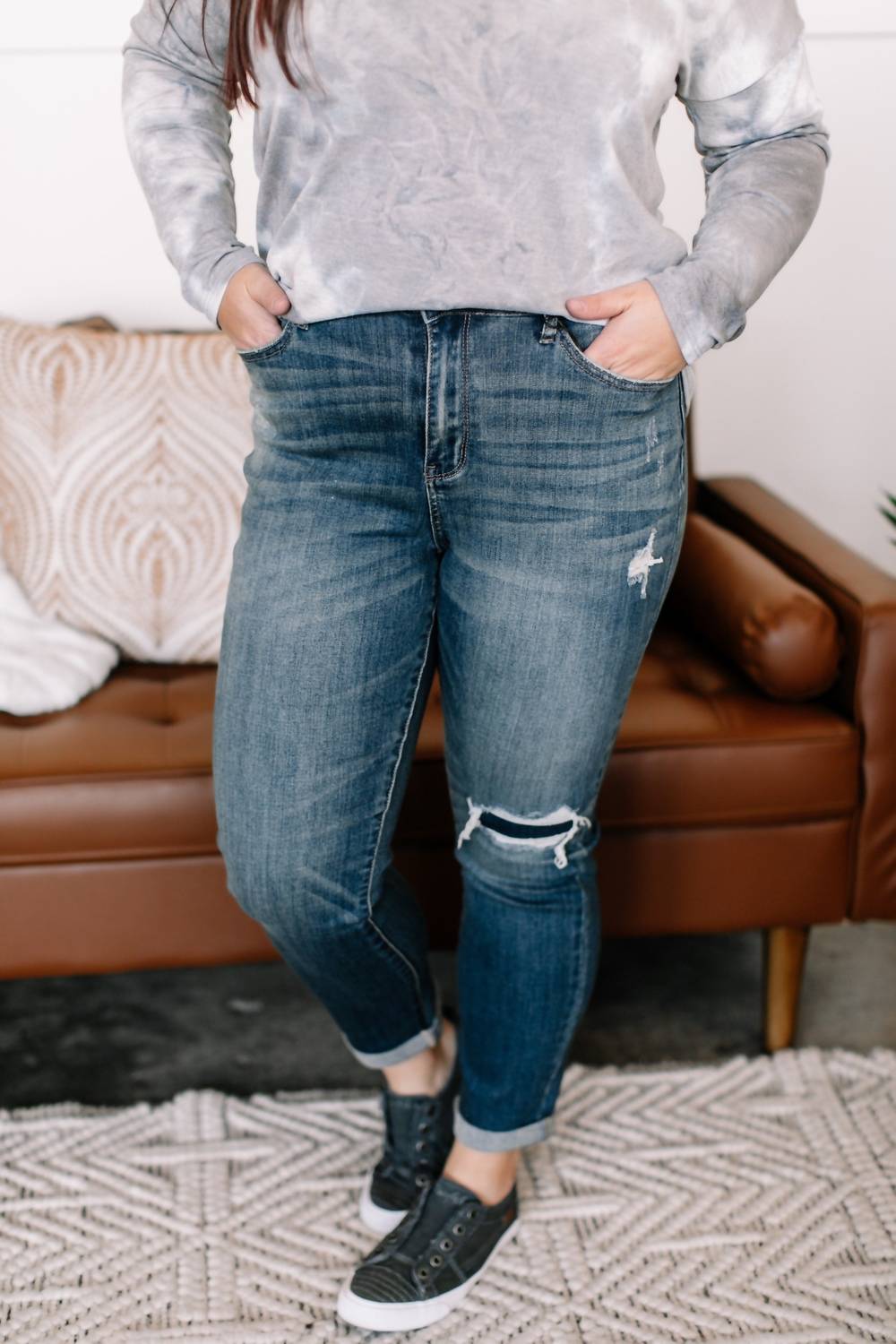 Judy Blue - Patch Things Up Destroyed Knee Boyfriend Jean