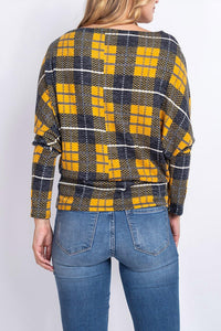 First Love - Loose Fit Plaid Long Sleeve Top