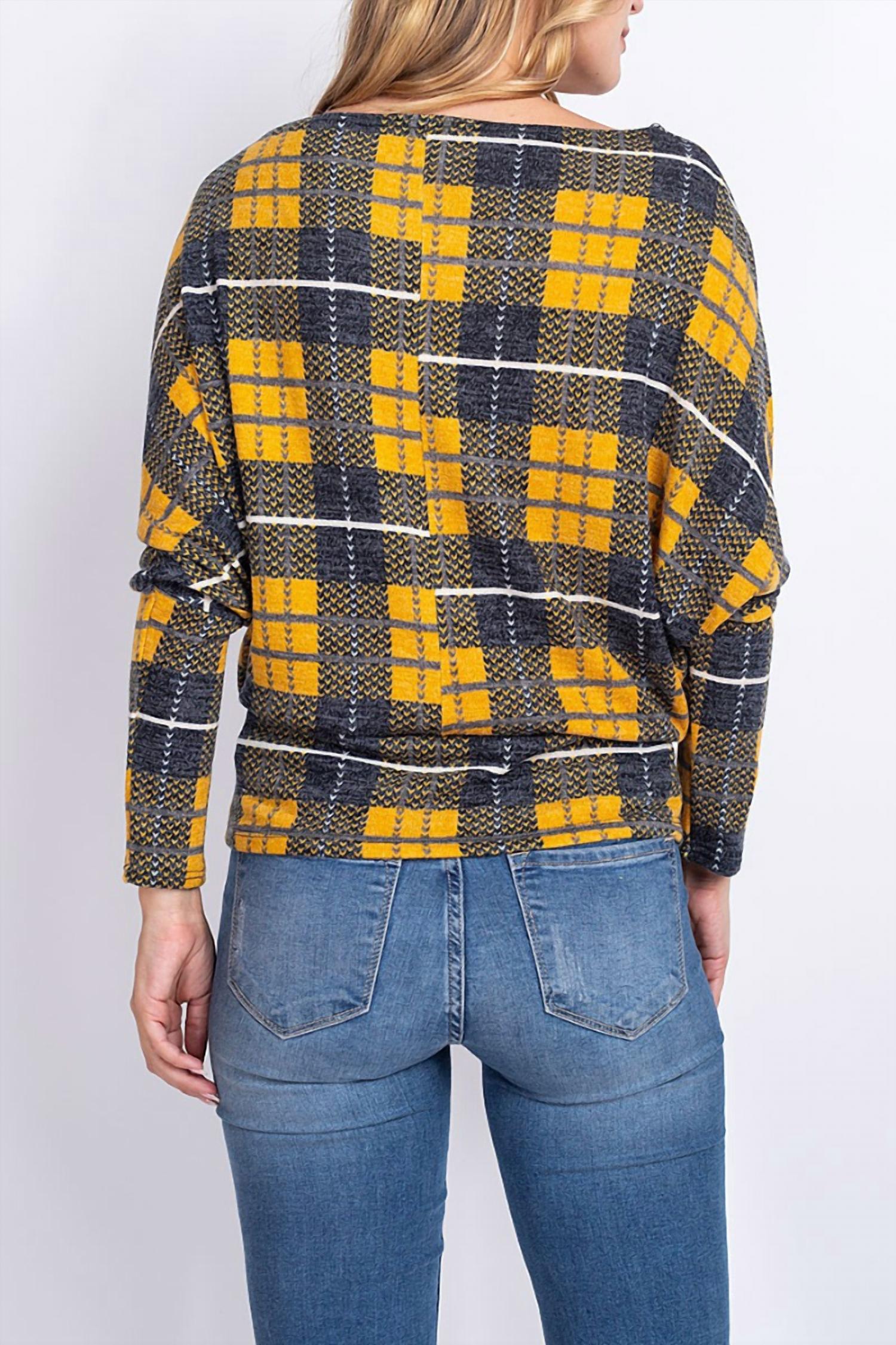 First Love - Loose Fit Plaid Long Sleeve Top