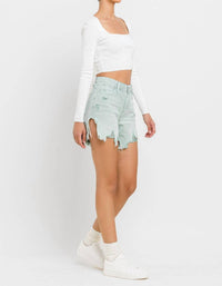 Vervet By Flying Monkey - High Rise Side Slit Denim Shorts