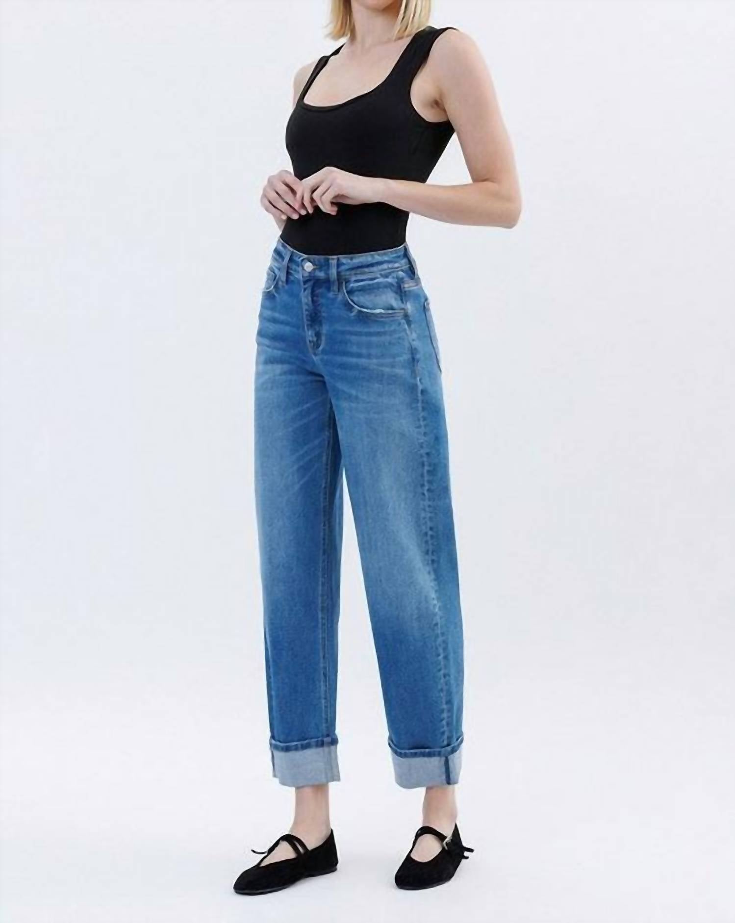 VERVET BY FLYING MONKEY Kate High Rise Barrel Jeans in lullaby - women's jeans - view 9