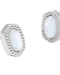 Kendra Scott Women's Mini Ellie Stud Earrings in ivory mother of pearl - women's jewelry - detail view