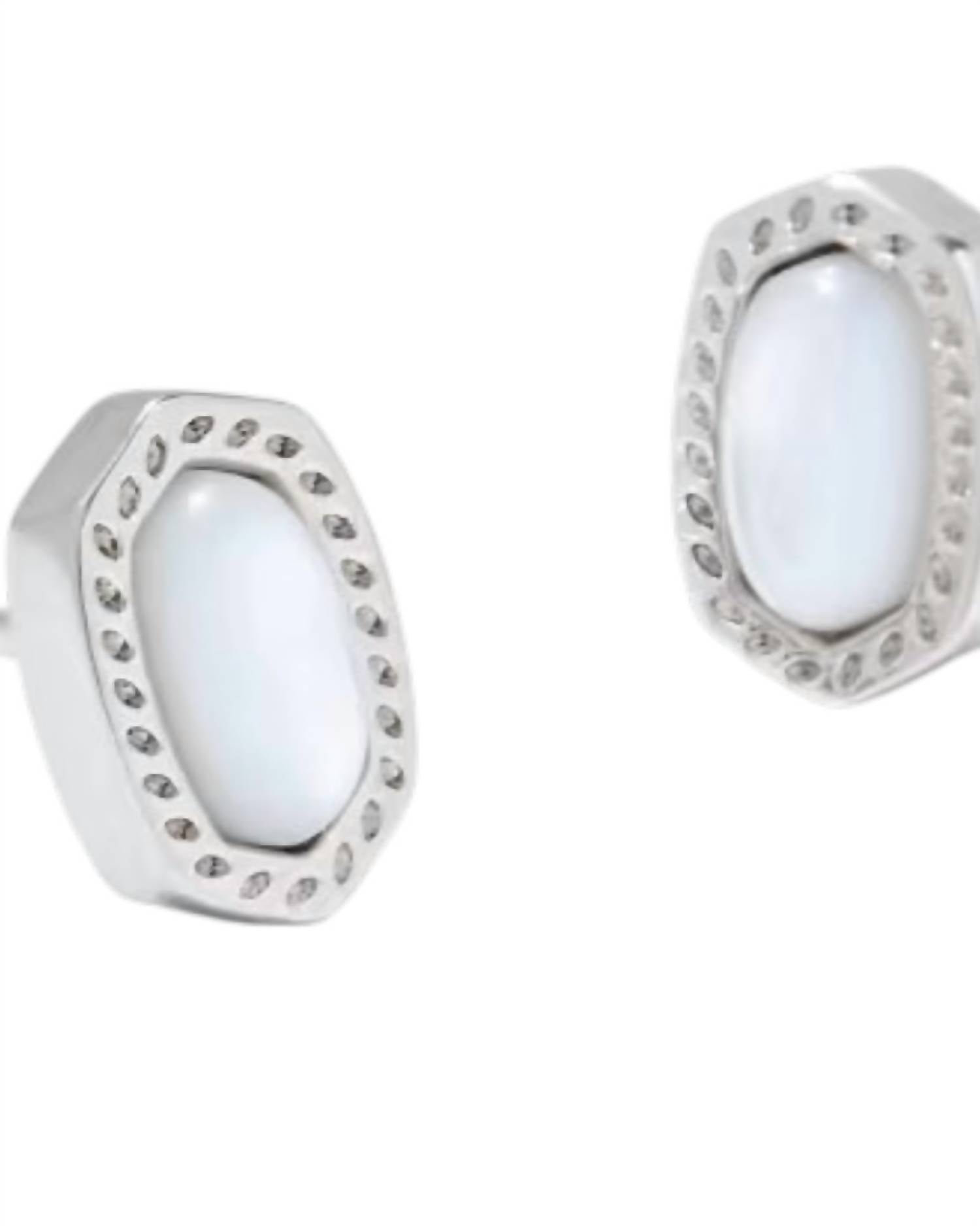 Kendra Scott Women's Mini Ellie Stud Earrings in ivory mother of pearl - women's jewelry - detail view
