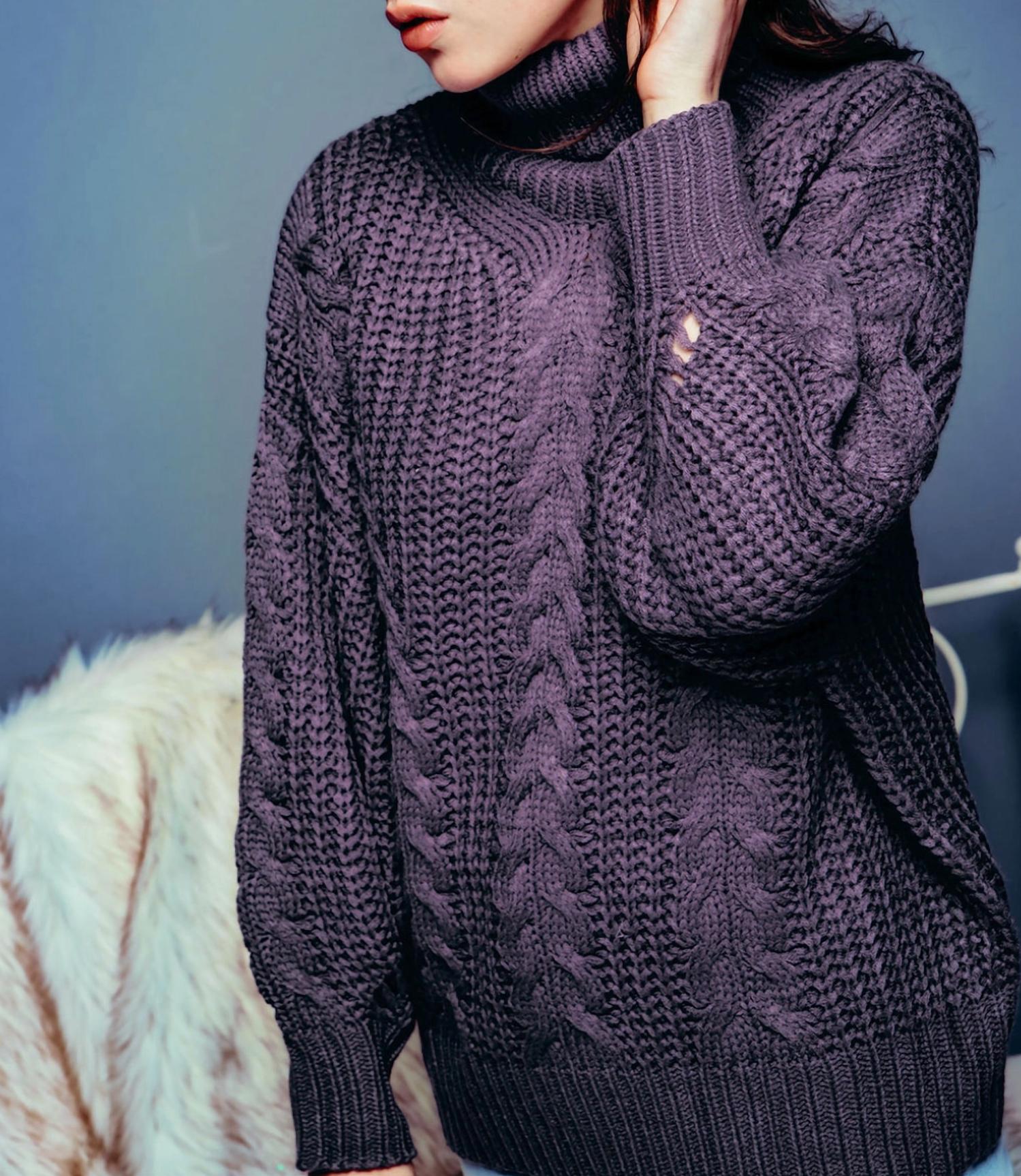 CABLE-KNIT TURTLENECK SWEATER