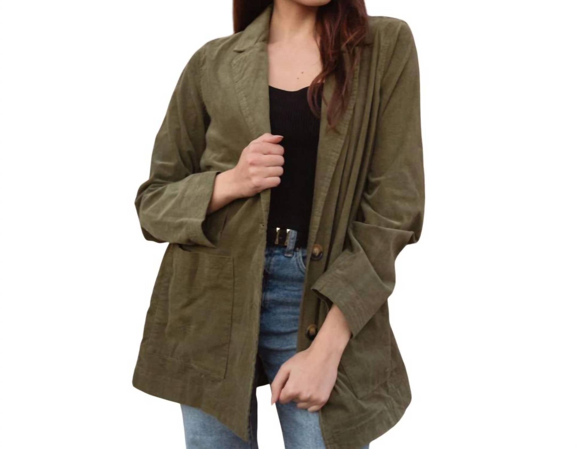 Lavender J - Jora Oversized Light Weight Olive Button Up