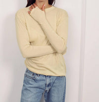 Mila Clothing Long Sleeve Crewneck Tee in bark - women's long sleeve top