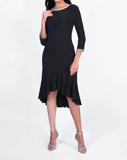 Frank Lyman - Layered Frill Hem Knit/sparkle Dress