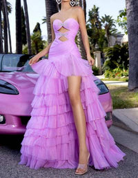 PORTIA&SCARLETT Enchantress Tiered Tulle Gown in pink - women's dress