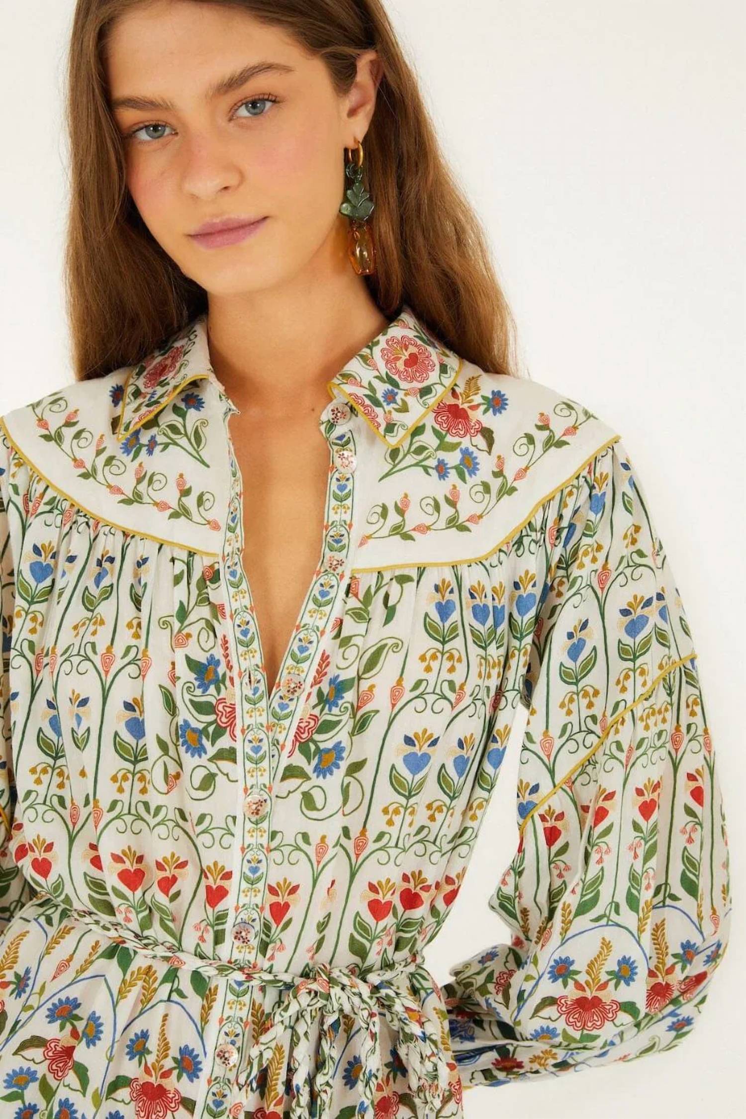 Farm Rio - Stitched Garden Mini Shirtdress