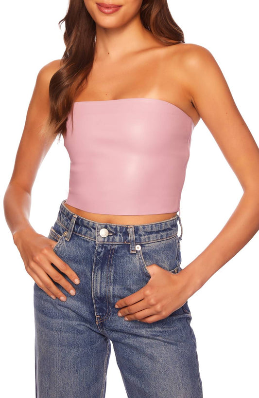Susana Monaco - Faux Leather Crop Tube Top