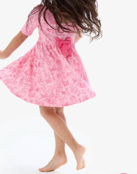 Rufflebutts - Girl's Cottontail Toile Short Sleeve Knit Twirl Dress