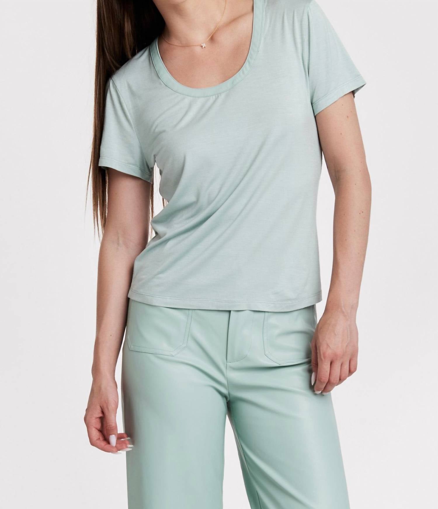 Another Love Miranda Short Sleeve Tee in aquamarine - women's t-shirt