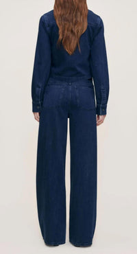 DL1961 - Women's Isabel Wide Leg Straight Vintage Jeans in rainforest - women's jeans - detail view