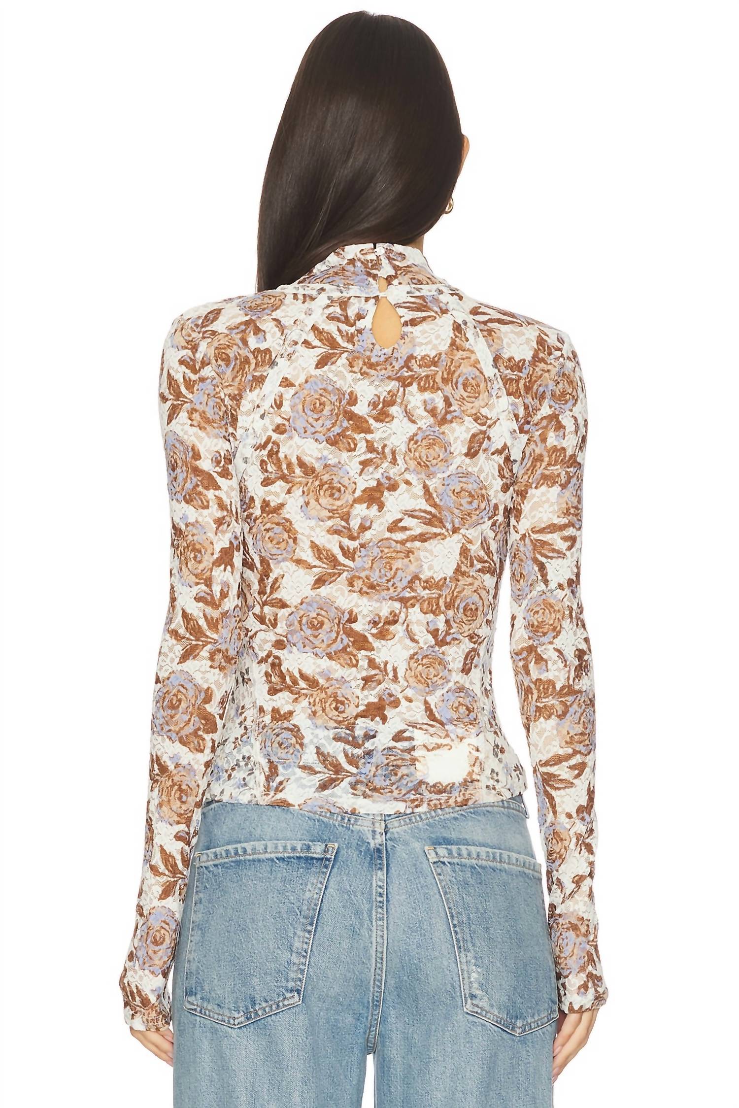 Free People Lyric Long Sleeve Top in ivory combo - women's long sleeve top - alternate view