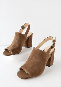 Sole Society Women's Juniah Slingback Peep-toe Mules in tobacco - women's shoe - detail view