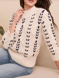 Tribal - Cable Knit Mock Neck Sweater