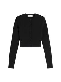 VICTORIA BECKHAM Fitted Crop Cardigan in black - women's cardigan - alternate view