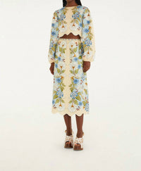 Farm Rio - Floral Linen Midi Skirt