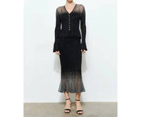 Ina Fashion - Embellished Metallic Glitter Midi Skirt