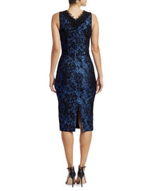 Theia - Lace Trim Brocade Sheath Cocktail Dress